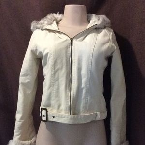 Creme Colored Wool Fur Lined Jacket M